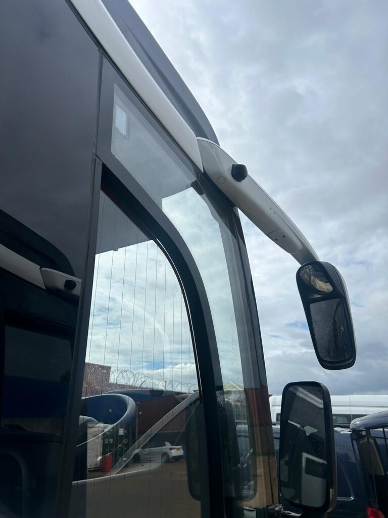 Commercial coach rear-view camera installation
